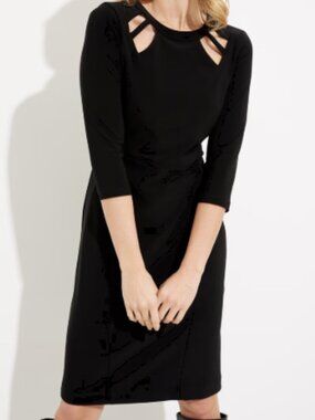 NWT! Joseph Ribkoff Black Sheath Cutout Knee-length Dress Size 10 Sleeves $279